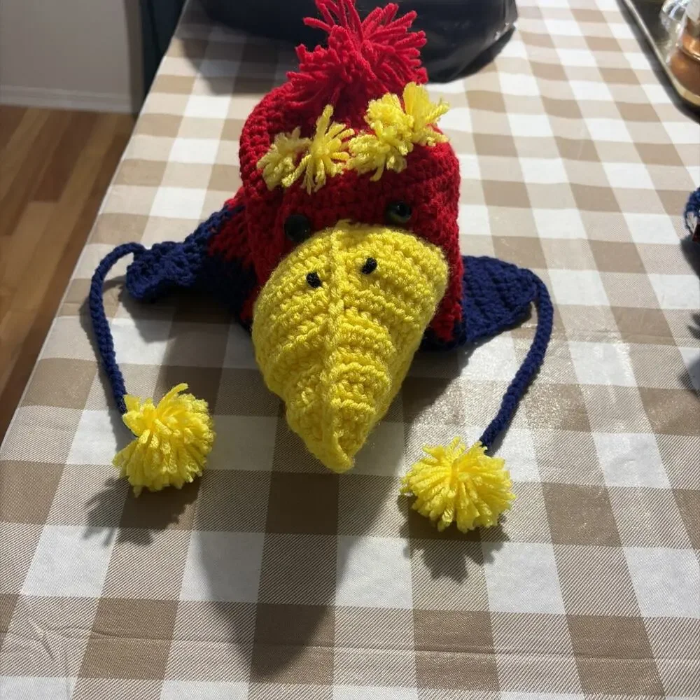 Crochet Jayhawk Toddler Or Small Kids Beanie